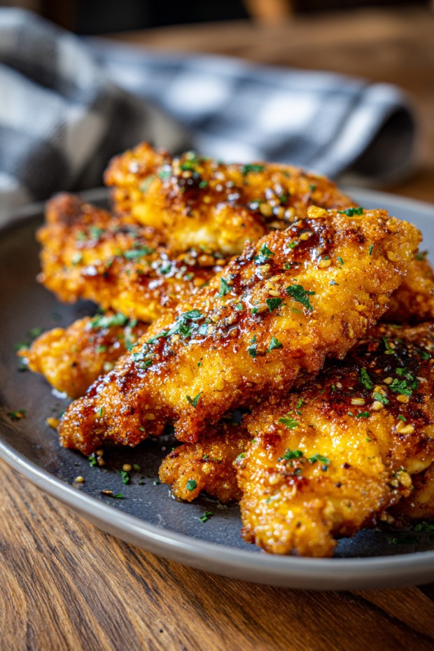 Crispy Air Fryer Honey Butter Garlic Chicken Tenders